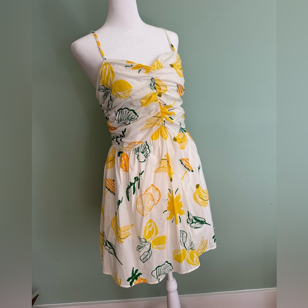Mini dress Strappy Lemon Yellow cottagecore Medium